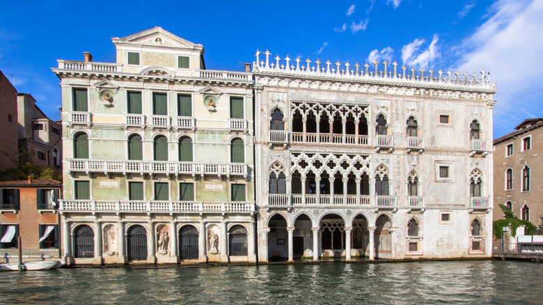 Front canal entrance to Hotel Ca' d'Oro in Venice, Italy