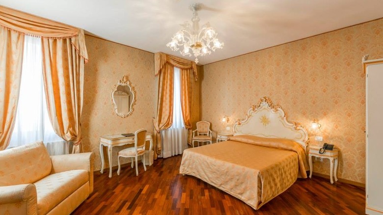Inside view of Palazzo Guardi guest room in Venice, Italy