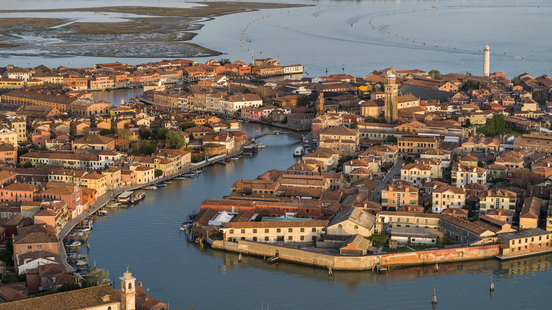 A view over Murano's rooftops, buildings, and houses