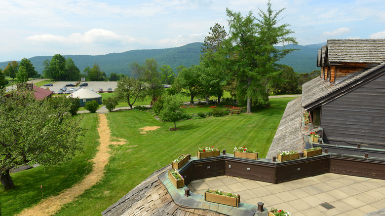 Views of the Green Mountains and pasture at the von Trapp Lodge & Resort in Vermont