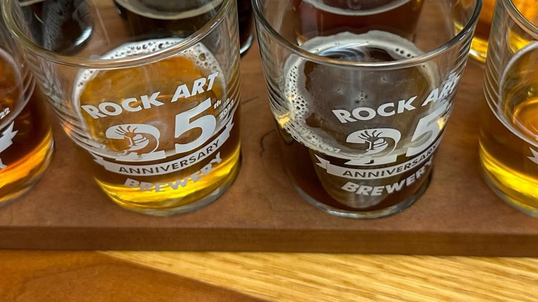 A selection of Rock Art Brewery's beer in glasses