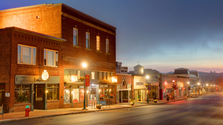 Downtown Newport during the evening.