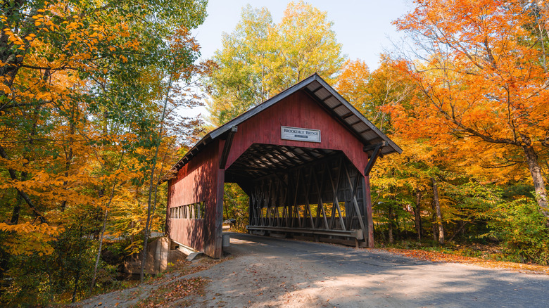 View of a covered bridge in Vermont