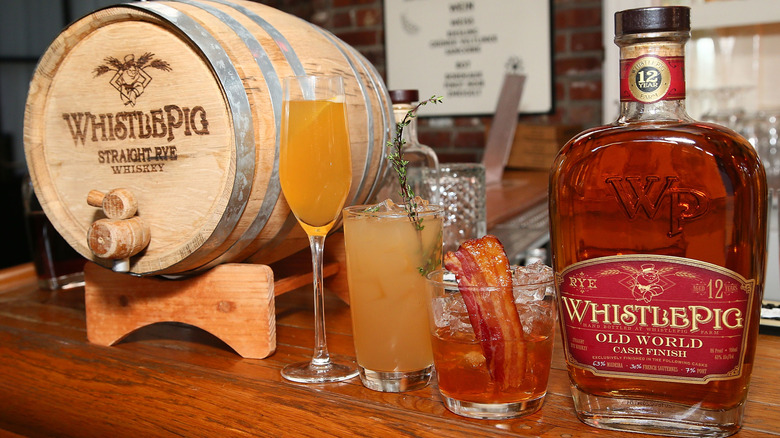 WhistlePig Whiskey with various cocktails and cask