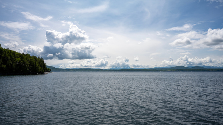 A look at Lake Champlain on cloudy day in Charlotte, Vermont