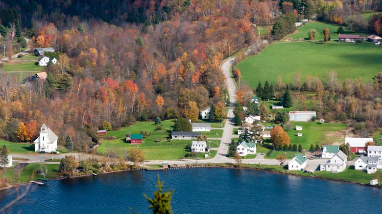 An aerial view of the village of Elmore, Vermont