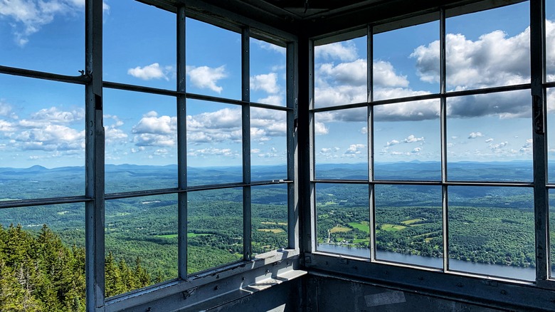 The view from the top of the Elmore Fire Tower in Elmore, VT