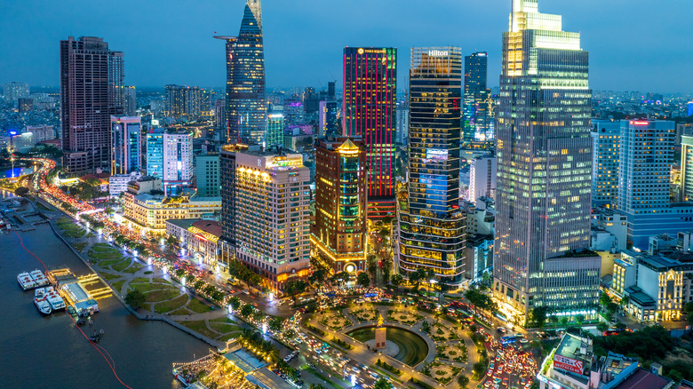 Cityscape of Ho Chi Minh city at night