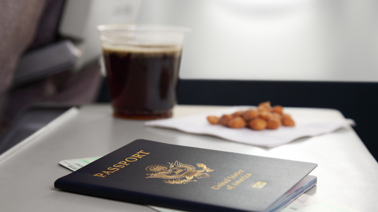 airplane tray table with nuts 