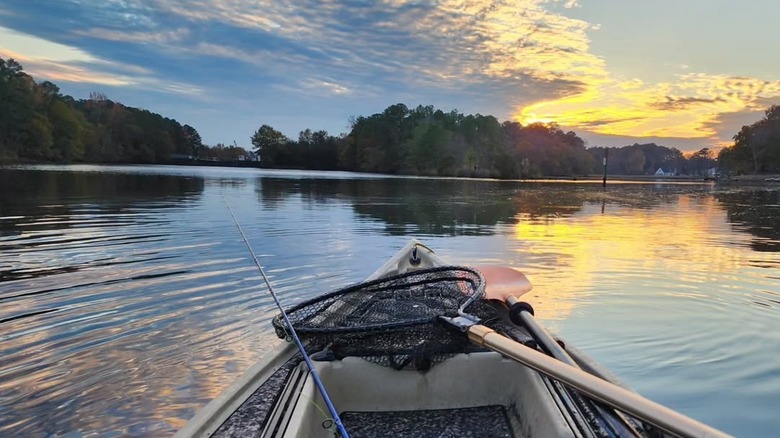Fishing at sunset on Lake Smith.