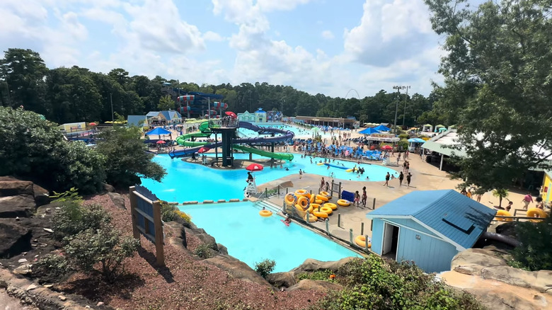 Panoramic view of Ocean Breeze Waterpark on sunny day.