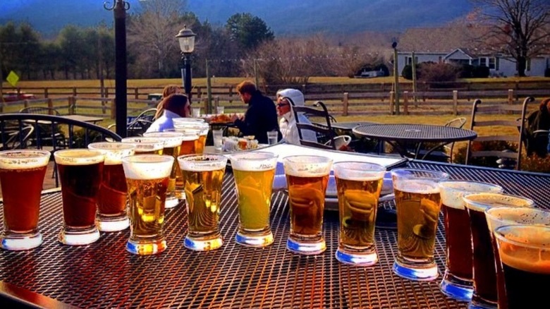 Beers lined up on table