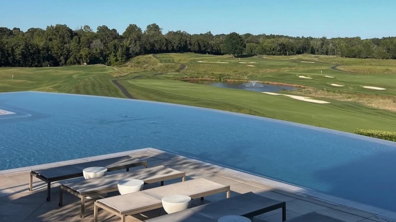 Infinity pool and golf course at Keswick Hall.