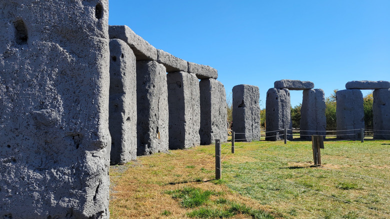Foamhenge on a blue-sky day