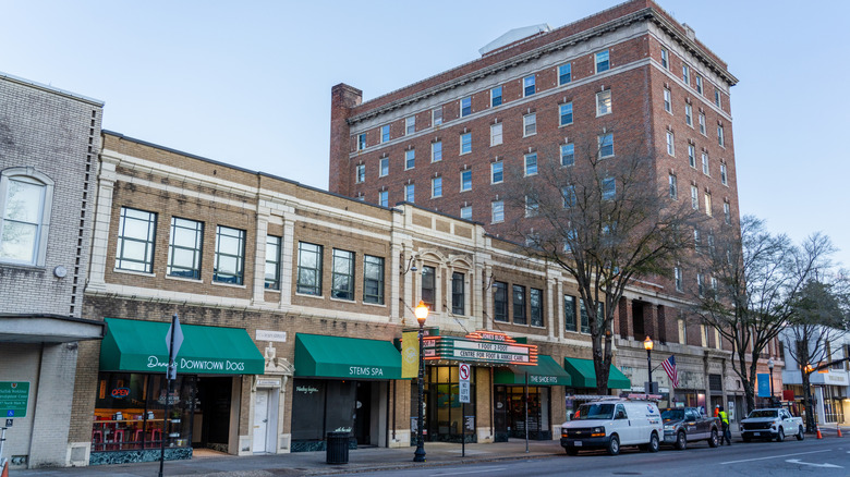 Downtown Suffolk with marquees and shops