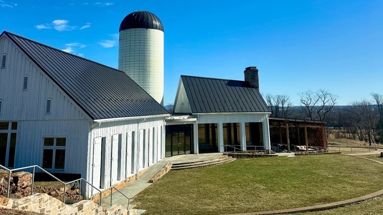 Lost Mountain Vineyards building and silo on clear day