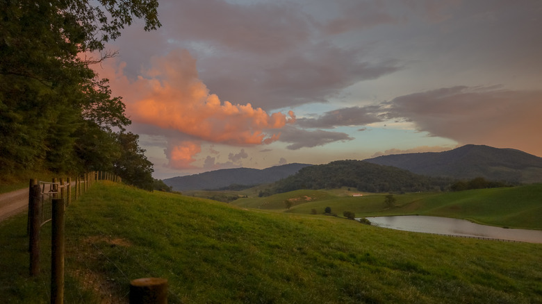 Sunset views of the Appalachian Mountains in Virginia.