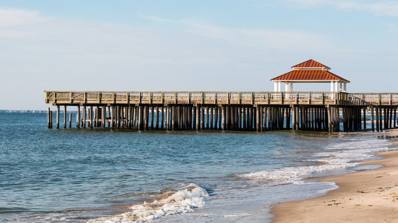 The public viewing pier at Buckroe Beach in Hampton, Virginia