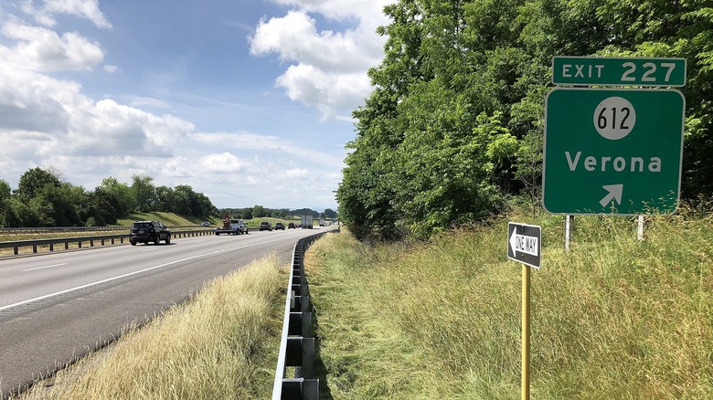 Road sign for Verona, Virginia