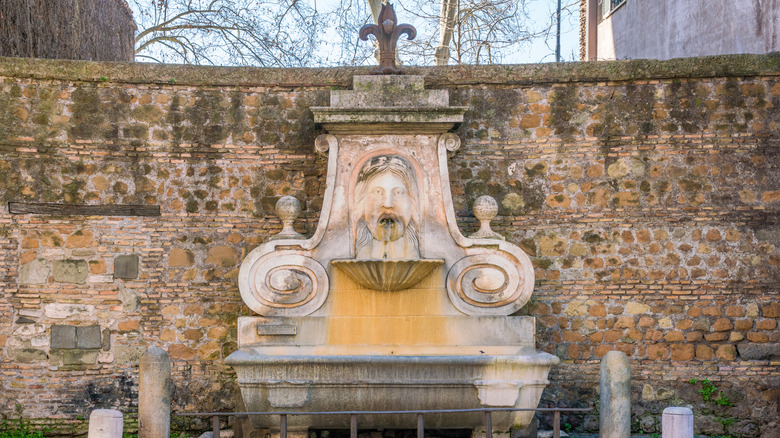 Fontana del Mascherone, an ancient fountain on Via Giulia, Rome