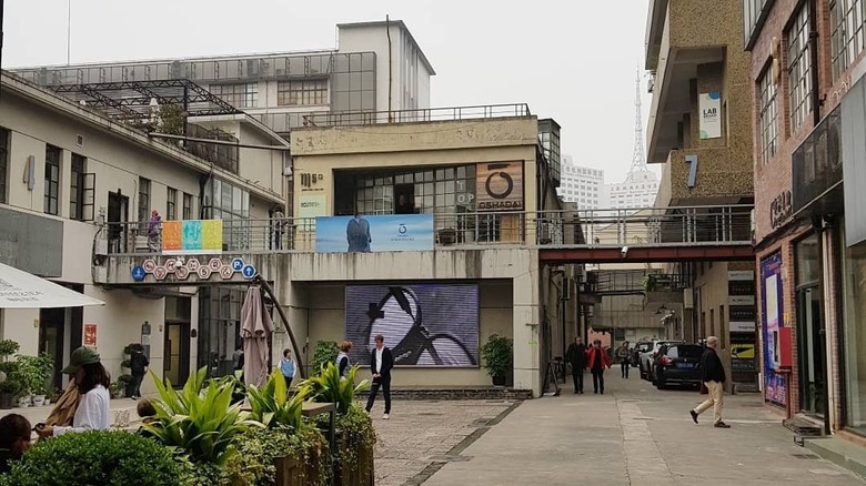 Image of the buildings in the art complex M50 on an overcast day.
