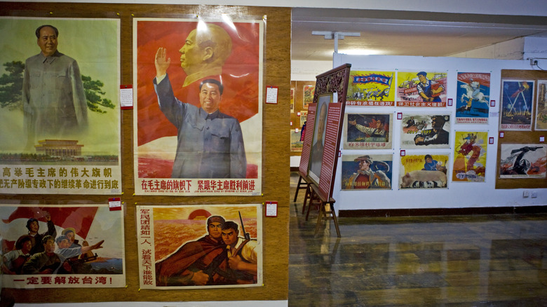 Propaganda art posters in a Shanghai museum.