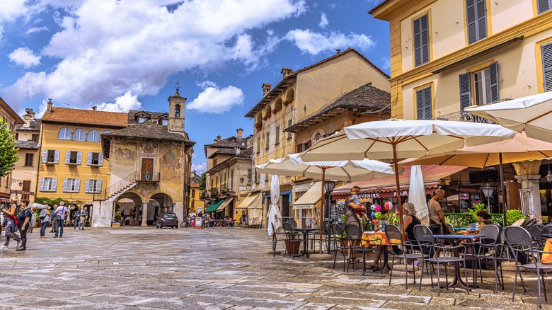 outdoor seating in town square