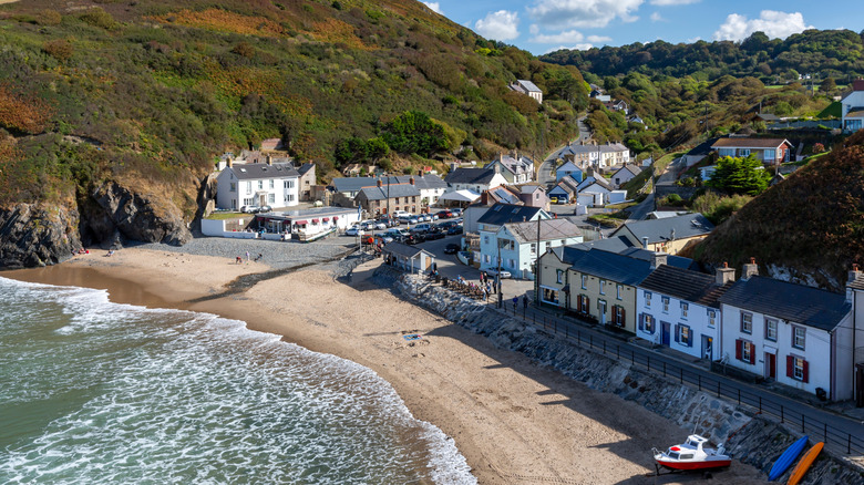 Llangrannog, Wales village seaside view