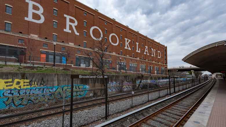 A brick building at the Brookland metro station in Washington, D.C.