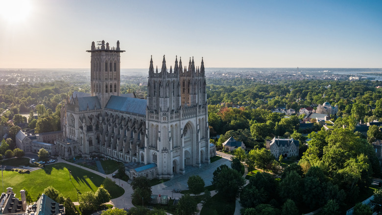 Aerial view of the Washington National Cathedral property
