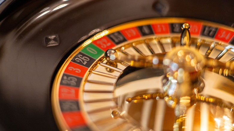 A casino roulette ball spin,