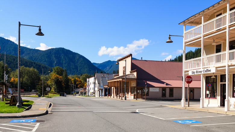 Buildings in downtown Skykomish, Washington