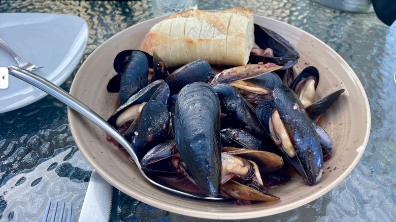 Fresh mussels at a restaurant in Freeland, WA