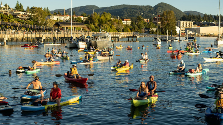 Kayaks and other boats at "Beats on the Bay"