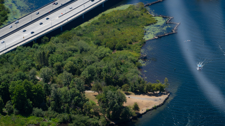 Aerial view part of the Arboretum Waterfront Trail in Seattle, Washington