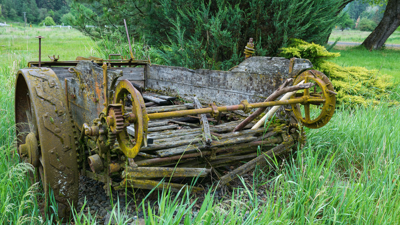 Antique wagon in the ghost town of Elberton, Washington