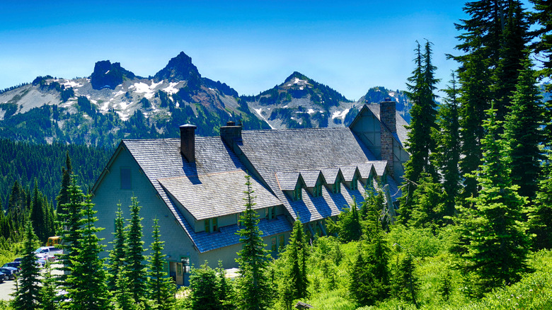 The Paradise Inn is steps away from trail to explore Mt. Rainier National Park