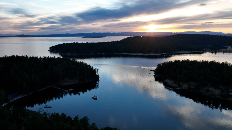 Garrison Harbor at San Juan Island seen during sunset
