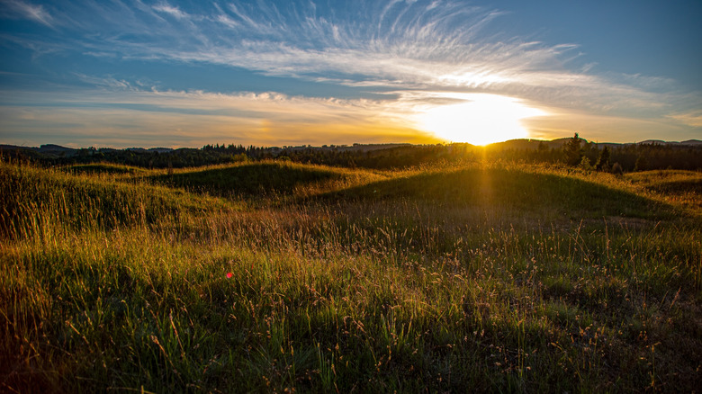 Sunset at the Mima mounds in Washington