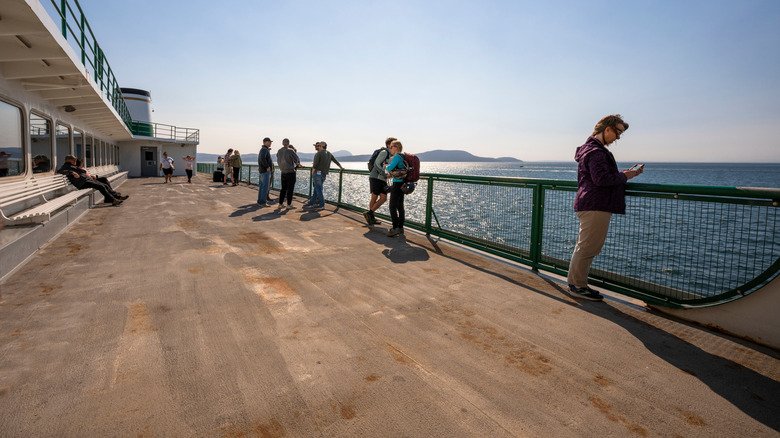Passengers on a ferry leaving from Anacortes, Washington