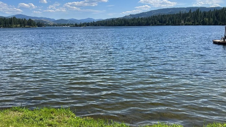 Curlew Lake with mountains in the distance
