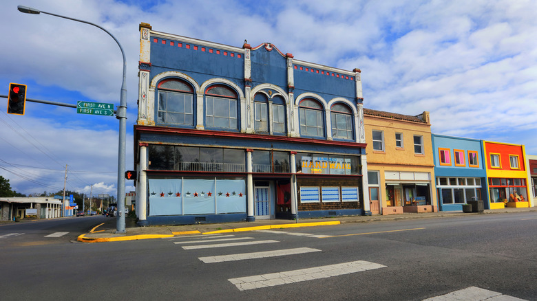 Downtown buildings in Ilwaco, Washington