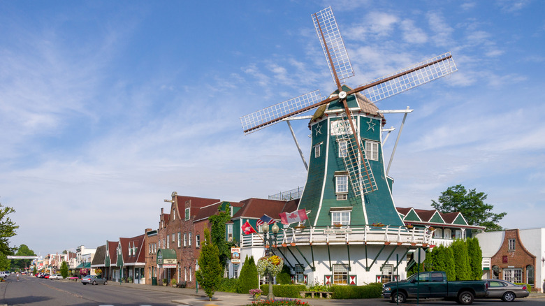 View of the iconic windmill in Lynden, Washington
