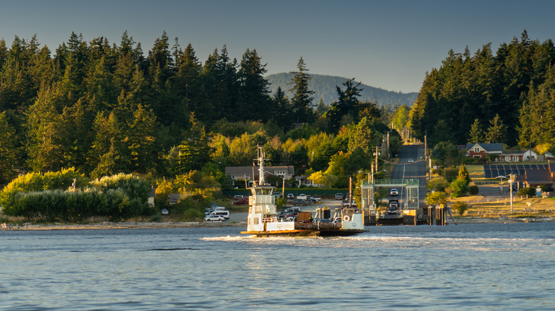The ferry landing on the tree-filled island of Guemes, in Washington
