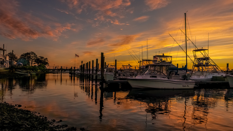 Sunset at Mago Point Marina along the Niantic River in Waterford, Connecticut