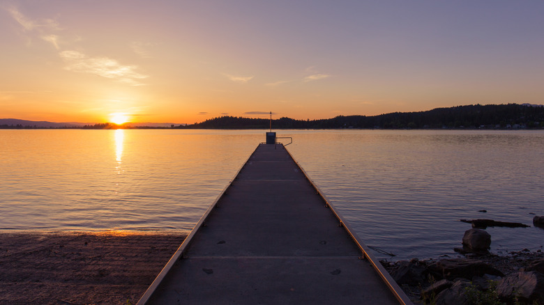 Boat dock at Wayfarers State Park on Flathead Lake in Montana