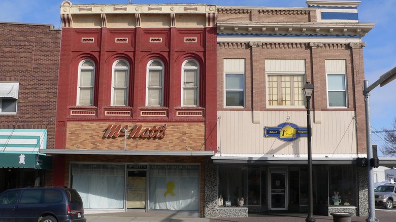 Neoclassical Revival and Italianate-style buildings on Main Street in Wayne, Nebraska