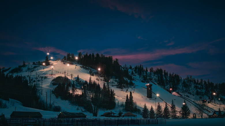 Slopes lit up for night skiing