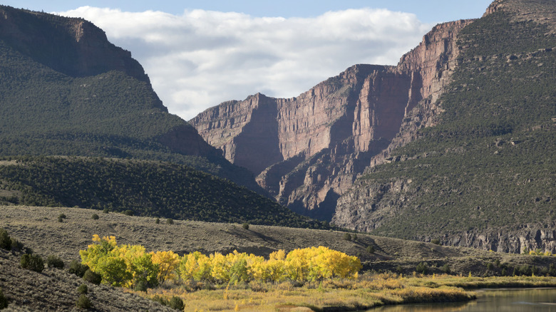 The Gates of Lodore in autumn with the Green River in Dinosaur National Monument, Colorado