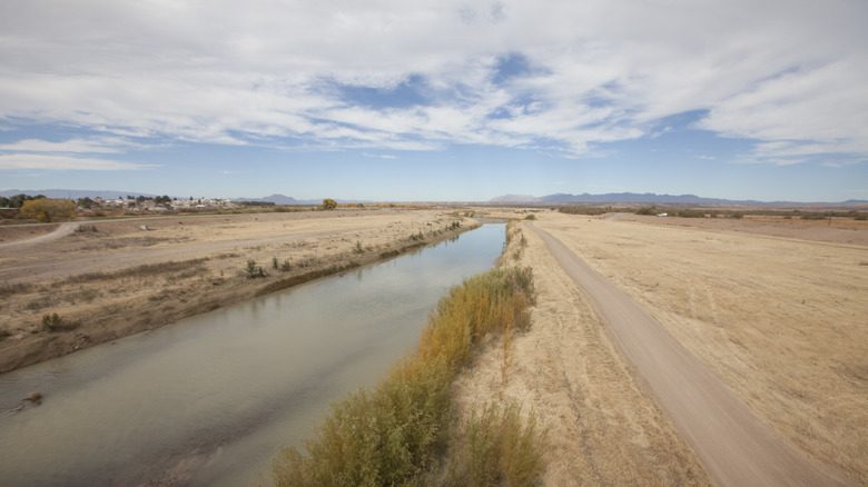 An aerial view of the Rio Grande in Presidio, Texas